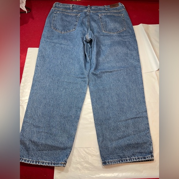 L.L. Bean plaid flannel lined Blue JEANS,  warm Denim Relaxed Fit, mens size 40 - Picture 12 of 16